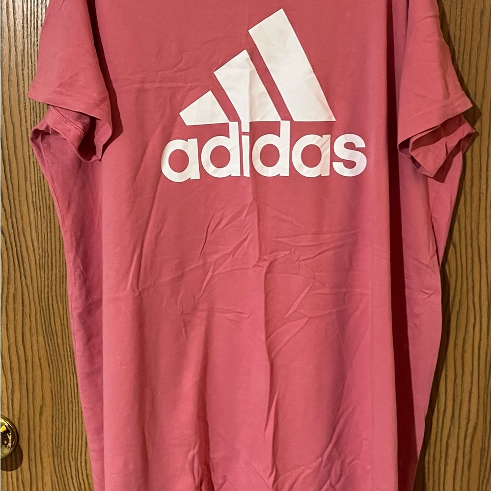 adidas Women's Pink Logo Dress - Casual Tee Dress